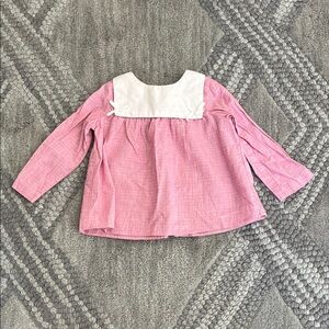 Jacadi Blouse in Soft Pink and Crisp White